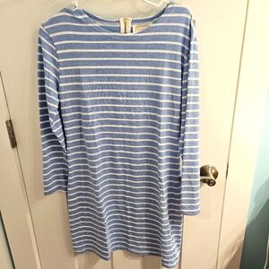 Sail To Sable STS Knit Sheath Dress Blue White Stripe Nautical Comfy